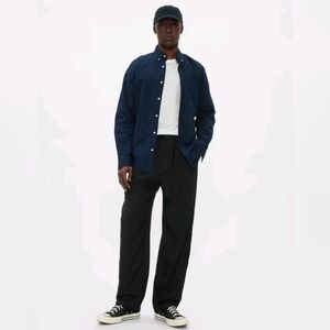 GAP Men's Recycled Baggy Relaxed Pleated Dress Pants XL Black Flannel RT$80 NWT